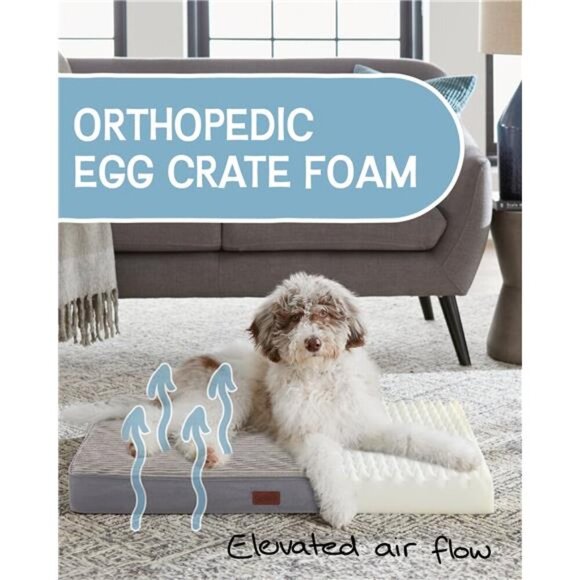 Gray Orthopedic Dog Bed Large and Medium Dogs with Egg Crate Size(35"x22"x3.5") - Picture 4 of 5